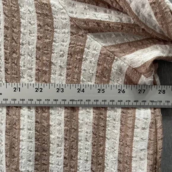 Jane + Delancey Button Front Shirt Women 3X Roll Tab Seersucker Coastal Preppy - Picture 7 of 9